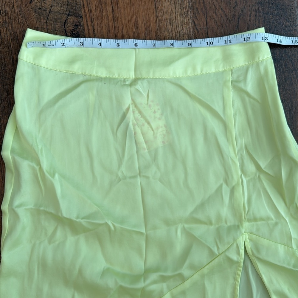 NWT Free People Lola asymmetrical skirt slit in Lemon Electric size 4 - Picture 11 of 13